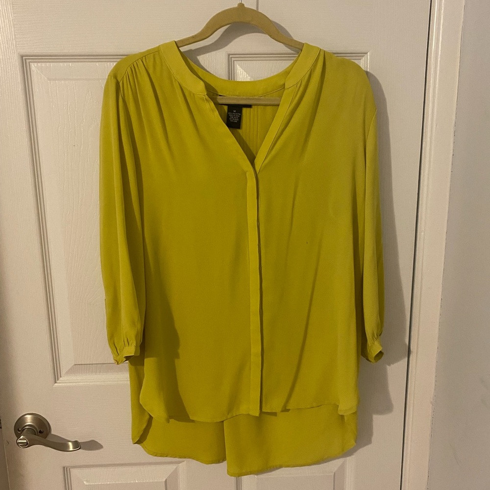 Grace Yellow Asymmetrical Mandarin Collar Blouse